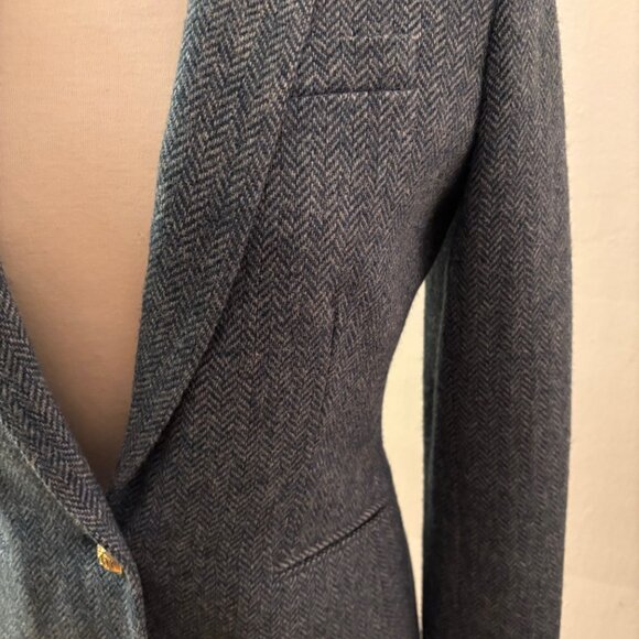 NWOT J.Crew x Moon Campbell jacket in teal wool herringbone tweed - Picture 7 of 13